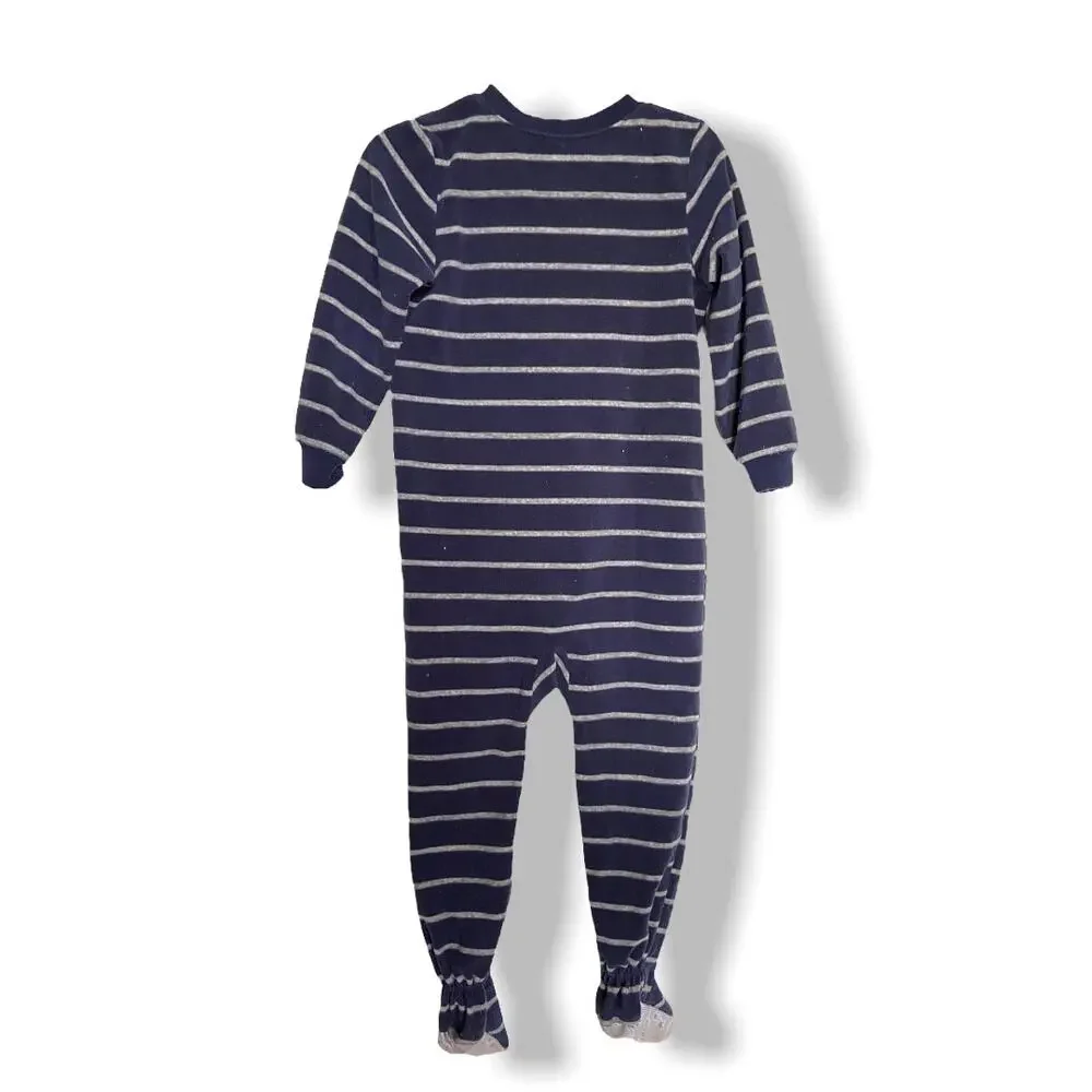 Carter's Boys Sleeper Size 4 Navy Blue Gray Excavator Construction Zipper Fleece
